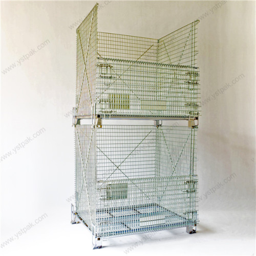 Industrial stackable storage folding steel metal wire mesh pallet container