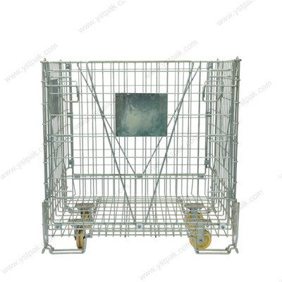 Hot sell hot-dip galvanizing pet preform bottle and caps storage collapsible rolling wire mesh cage