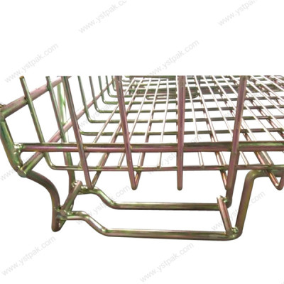 Bright zinc plating welded folding forklift steel storage wire mesh metal cage for wine