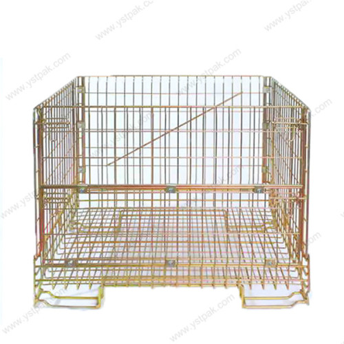 Bright zinc plating welded folding forklift steel storage wire mesh metal cage for wine