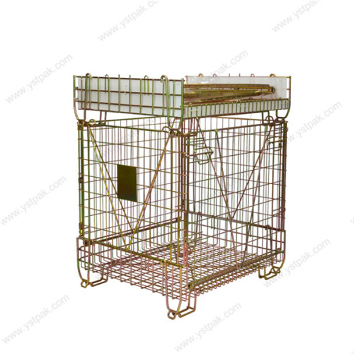Industrial foldable welded stacking pet preform storage metal wire mesh container