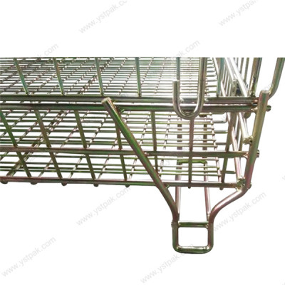 Industrial stacked lockable zinc collapsible storage wire mesh container