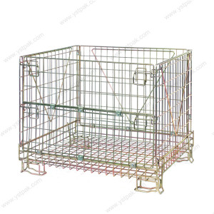 Galvanized foldable collapsible storage metal wire mesh container