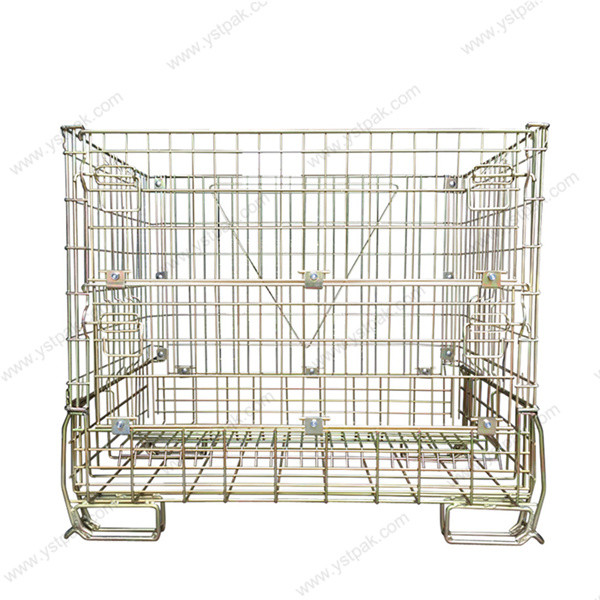Medium duty cheap industrial warehouse foldable stacking steel wire mesh container