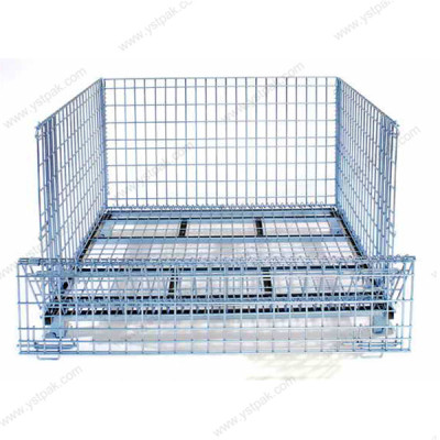 Warehouse industrial logistic zinc galvanized collapsible metal wire mesh storage container