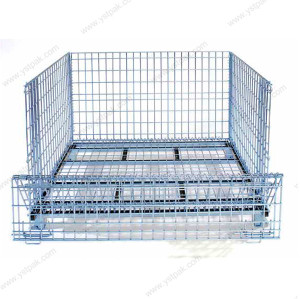 Warehouse industrial logistic zinc galvanized collapsible metal wire mesh storage container