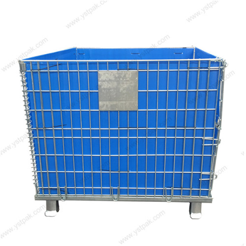 Warehouse industrial logistic zinc galvanized collapsible metal wire mesh storage container