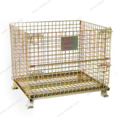 Warehouse logistic galvanized welded stackable foldable storage metal steel wire mesh container