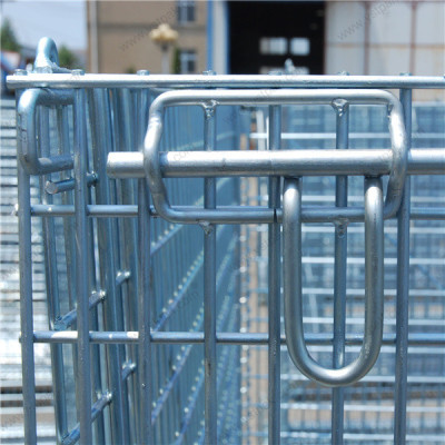 Industrial transport stackable galvanized folding steel welded lockable metal storage wire mesh cage
