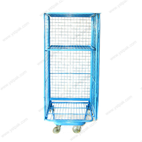 4 sided nesting supermarket portable galvanized foldable steel security wire mesh roll container