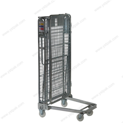 4 sided nesting supermarket portable galvanized foldable steel security wire mesh roll container