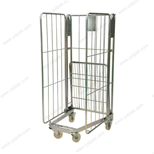 3 sided warehouse factory direct A frame zinc folding durable metal roll container for storage