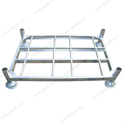 Heavy duty galvanized stacked folded assembled metallic vertical post pallet rack for fabric roll