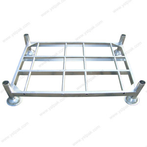 Heavy duty galvanized stacked folded assembled metallic vertical post pallet rack for fabric roll