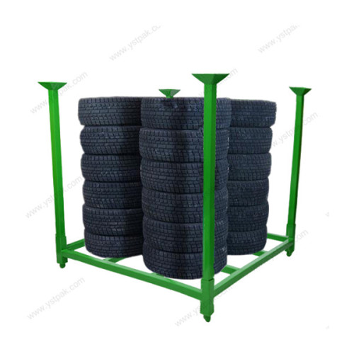 Heavy duty warehouse stacking portable folding metal pallet storage tire rack for sale