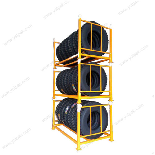 Powder coated vertical collapsible stackable movable truck SUV tire rack storage system