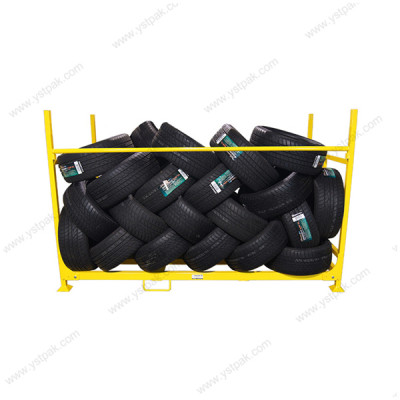 China welded transport durable adjusted mettalic rigid steel pallet tyre storing tire stand rack