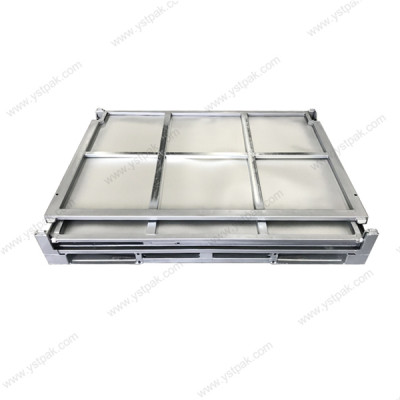 Industrial heavy duty stackable folding rigid metal hot dip galvanised box pallet