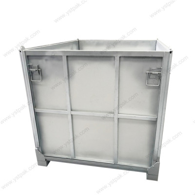 Industrial heavy duty stackable folding rigid metal hot dip galvanised box pallet
