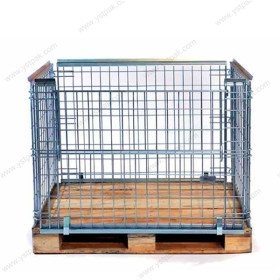 Zinc plated euro welded stackable storage steel metal foldable wire mesh pallet cages