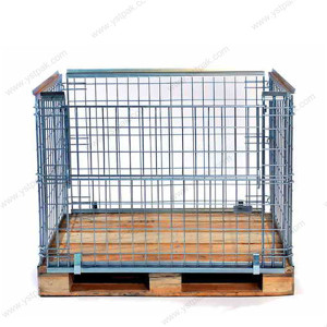 Zinc plated euro welded stackable storage steel metal foldable wire mesh pallet cages