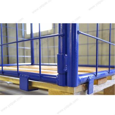 Powder coated warehouse customized forklift durable rigid folding bulk wire metal cage pallet