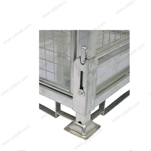 Industrial warehouse transport demountable folding hot dipped galvanized storage metal cage stillage