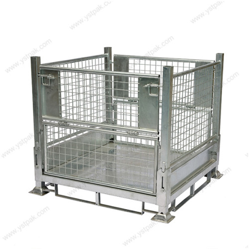 Industrial warehouse transport demountable folding hot dipped galvanized storage metal cage stillage