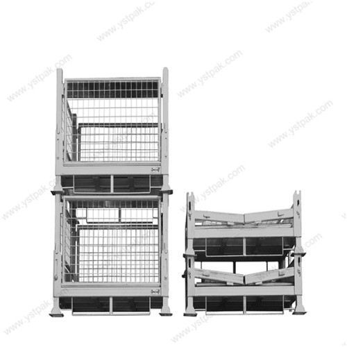 Industrial warehouse transport demountable folding hot dipped galvanized storage metal cage stillage
