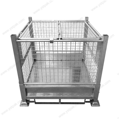 Industrial warehouse transport demountable folding hot dipped galvanized storage metal cage stillage