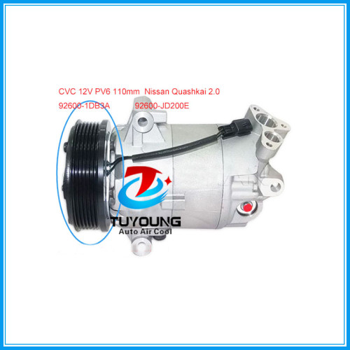 auto ac compressor clutch fit Nissan Quashkai 2.0 92600-1DB3A 92600-JD200E CVC 12V PV6 110mm