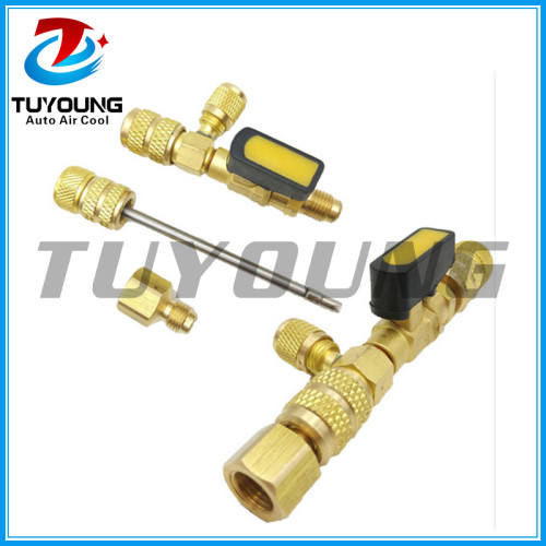 Mayitr 1/4" 5/16" Valve Core Quick Remover Installer Tool High/Low Pressure for R22 R410A R404A R407C Air Conditioning