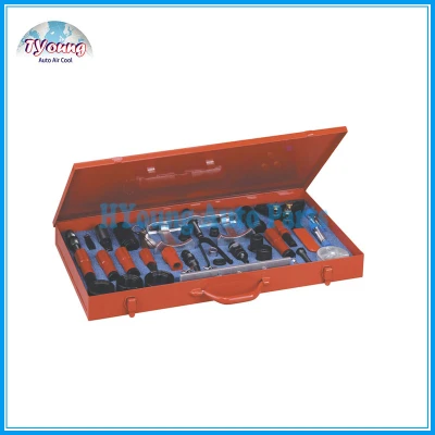 MASTER IMPORT COMPRESSOR CLUTCH, SEAL & BEARING SERVICE TOOL SET, replace seals, clutches and clutch bearing on Diesel Kiki (Zexel), Hitachi, Mitsubishi, Nippondenso, Seiko-Seiki and Sanden 505, 507, 508, 510, 575, 708 and 709