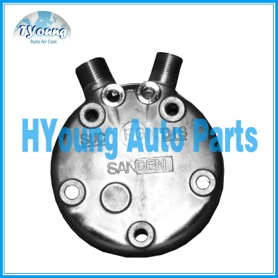 SD 5 marked FG / FC / FN vertical o-ring with schrader outlet and 5 bolted auto a/c compressor rear head