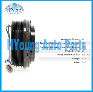 CVC 6PK 105mm 12v fit for Opel Automotive air con a/c Compressor clutch bearing size 35x50x20 mm