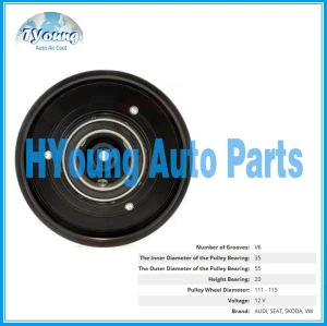 Delphi 6PK 115mm 12v fit for Audi Seat Skoda VW Automotive air con a/c Compressor clutch bearing size 35x55x20 mm