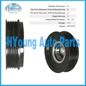 105mm 6PK Denso fit for Mercedes Benz Auto air conditioning Compressor clutch, bearing size: 35*52*12mm