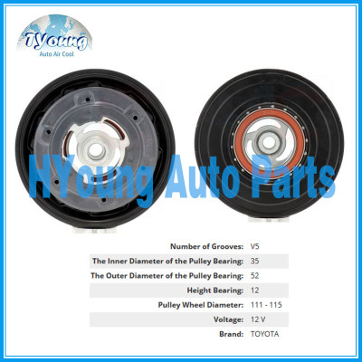 113mm 5PK Denso 5SE fit for Toyota Auto air conditioning Compressor clutch, bearing size: 35*52*12 mm
