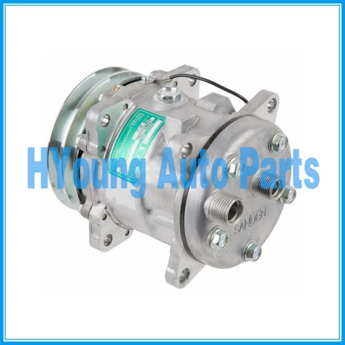 A/C AC Compressor Sanden 5077 SD5H09 12V 125mm 2PK N83-304413 N83304413 5077 Horizontal Fitting