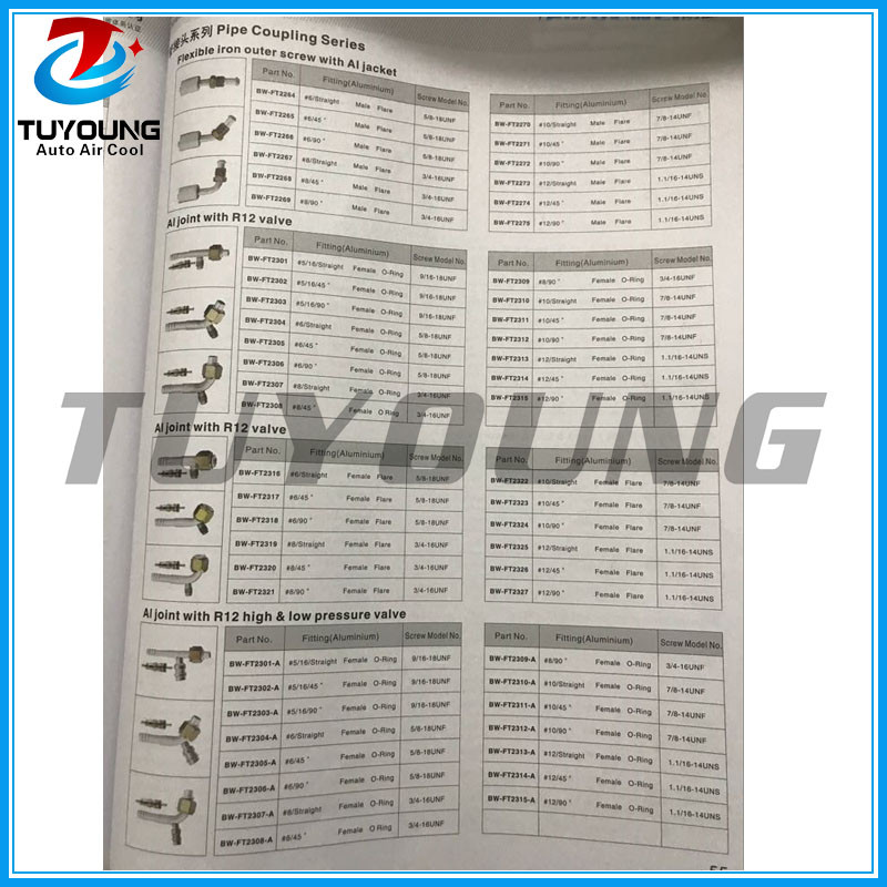 auto ac fitting pipe coupling series Al joint with iron cap & Flexible