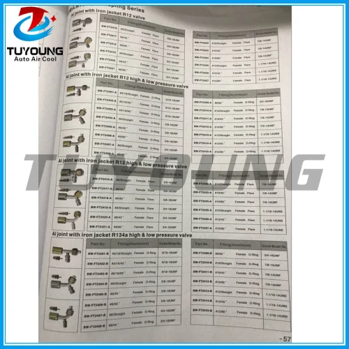 auto ac fitting pipe coupling series Al joint with iron cap & Flexible iron outer screw with Al jacket