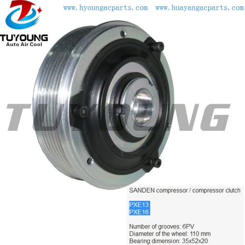 SD PXE13 PXE16 Auto ac compressor clutch Audi Seat Skoda VW 6PK 110MM Bearing size 35x52x20mm