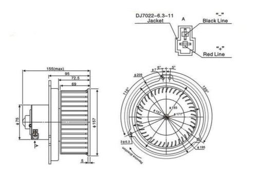 Komatsu PC200-8 PC-8 Excavator  PN# ND116340-3860 CW LHD auto air conditioning blower fan motor Clockwise
