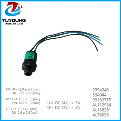 auto ac pressure switch fit John Deere Series 2994346 534044 93162715 AL112954 AL168231 AL78053
