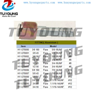 auto air conditioning fitting Aluminium Flare #6 #8 #10 #12