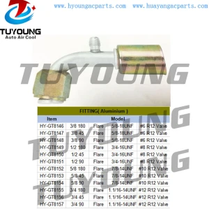 High Quality R12 Auto Air Conditioning Fitting Aluminium Flare #6 #8 #10 #12