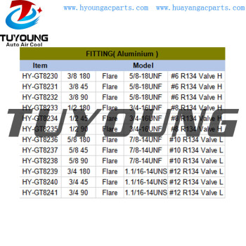 R134 Flare Car Air Conditioner Fitting Aluminium #6 #8 #10 #12