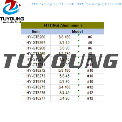 R134 flare car air conditioning fitting Aluminium #6 #8 #10 #12