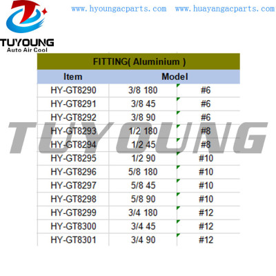 auto ac system fitting Aluminium #6 #8 #10 #12