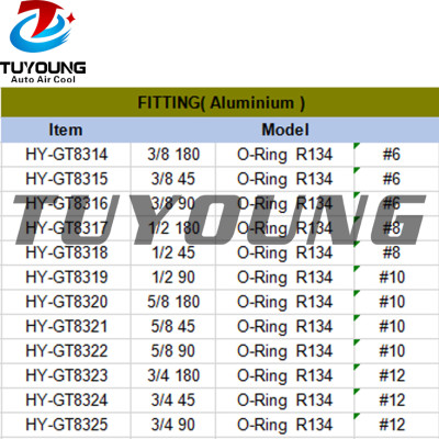 auto air conditioning fitting Aluminium #6 #8 #10 #12